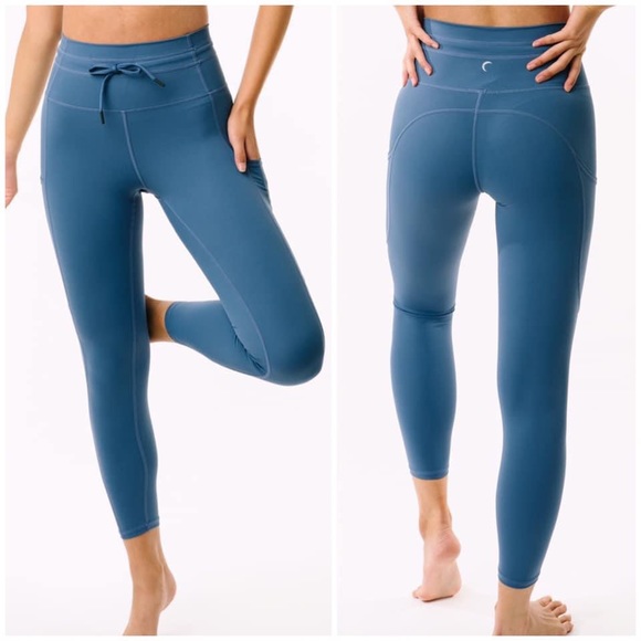 ZYIA Pants - SOLD❌Calm Blue Pocket Drawstring Luxe leggings 7/8